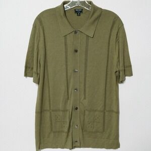 Todd Snyder Shirt  Geometric Polo Eyelet Detail Knit Silk Cotton Cabana Mens M
